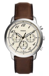 FOSSIL NEUTRA CHRONOGRAPH LEATHER STRAP WATCH, 44MM