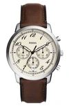 Fossil Men's Neutra Chronograph Brown Leather Watch 44mm In Brown