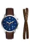 FOSSIL NEUTRA CHRONOGRAPH WATCH & BRAIDED BAND GIFT SET