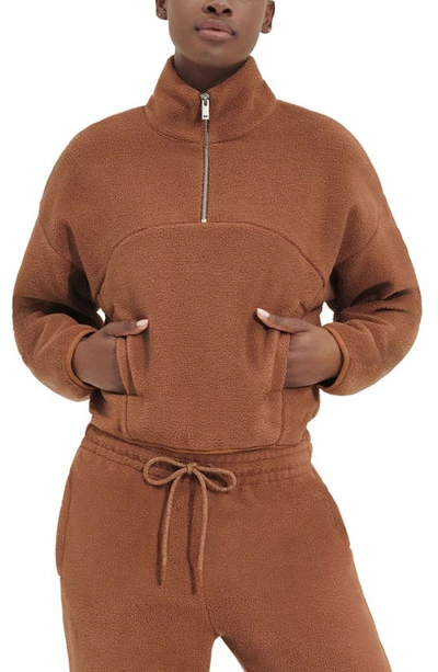 Ugg Cassady Micro Fleece Half Zip Top In Cedar Bark