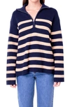 ENGLISH FACTORY STRIPE HALF ZIP SWEATER