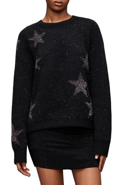 Allsaints Star Rainbow Tinsel Brushed Sweater In Black