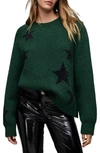 Allsaints Star Metallic Tinsel Brushed Sweater In Green/black