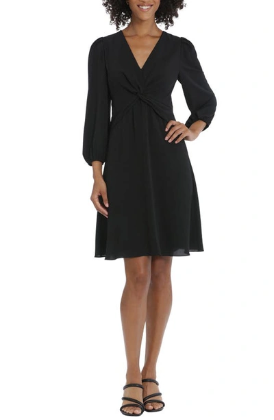 Maggy London Twist Front Fit & Flare Dress In Black