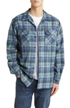 Pendleton Board Plaid Virgin Wool Flannel Button-up Shirt In Blue Original Surf Plaid