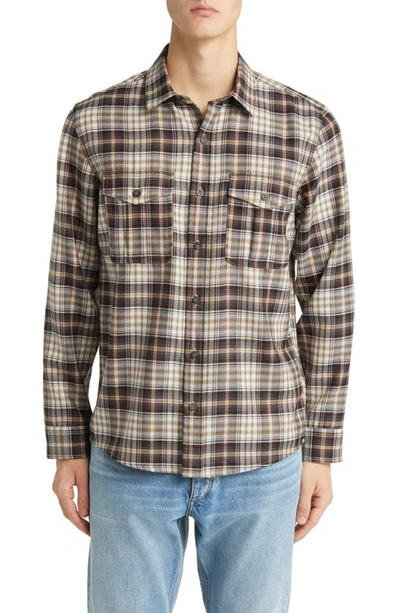 Pendleton Harrison Plaid Wool Button-up Shirt In Brown/ Grey Plaid