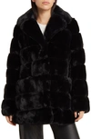 Bcbgmaxazria Notched Lapel Faux Fur Jacket In Black