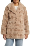 Bcbgmaxazria Notched Lapel Faux Fur Jacket In Hazelnut