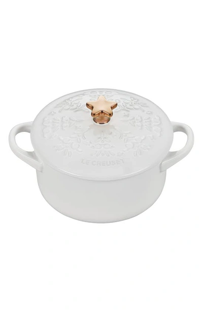Le Creuset Noël Stoneware 24 Oz. Mini Cocotte With Star Knob In White