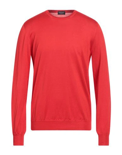 Drumohr Man Sweater Coral Size 42 Cotton In Red