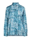 Cavalli Class Woman Shirt Azure Size Xl Viscose In Blue