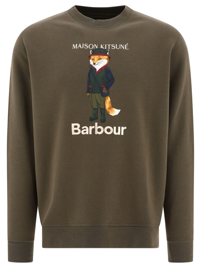 Barbour X Maison Kitsuné Beaufort Fox Cotton Sweatshirt In Green