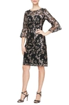 Alex Evenings Floral Embroidered Sheath Dress In Black,copper