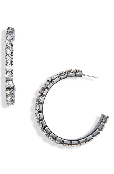 Roxanne Assoulin The Never Goes Out Of Style Hoop Earrings In Hematite/ Clear