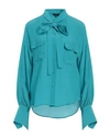 Jejia Woman Shirt Turquoise Size 4 Silk In Blue