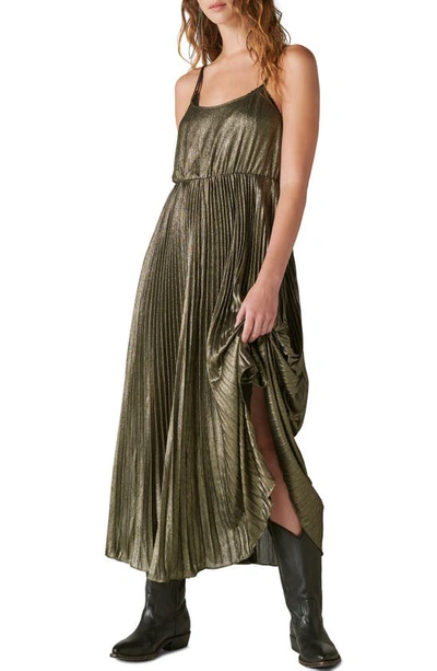 Lucky Brand Women's Pleated Party Midi Dress In Gold