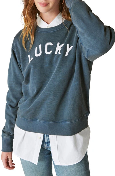Lucky Brand Lucky Arch Sweatshirt In Midnight Navy