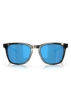 Costa Del Mar Sullivan 53mm Mirrored Square Sunglasses In Shiny Black