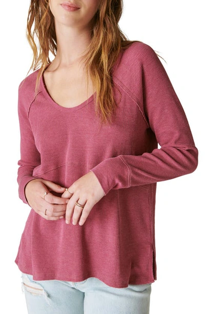 Lucky Brand Oversize Waffle Scoop Neck T-shirt In Anemone