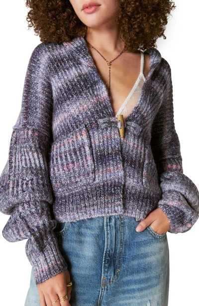 Lucky Brand Toggle Front Stripe Cardigan In Berry Conserve Multi