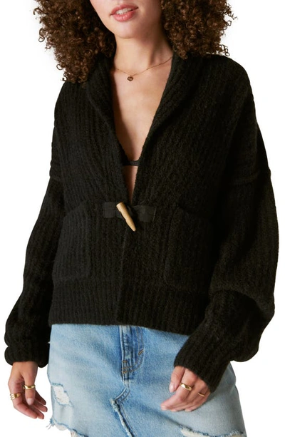 Lucky Brand Toggle Front Cardigan In Black