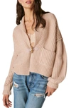 Lucky Brand Toggle Front Cardigan In Grey Morn