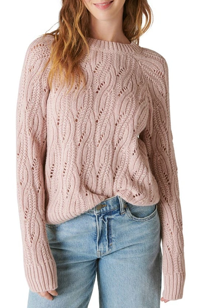 Lucky Brand Metallic Thread Cable Sweater In Sepia Rose