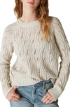 Lucky Brand Metallic Thread Cable Sweater In Straw Heather