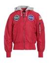 Alpha Industries Man Jacket Red Size M Nylon, Cotton, Polyester