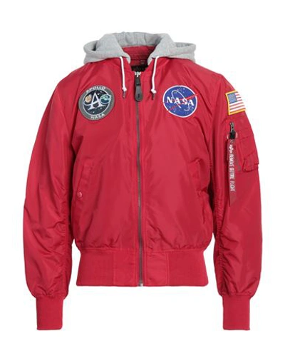 Alpha Industries Man Jacket Red Size L Nylon, Cotton, Polyester