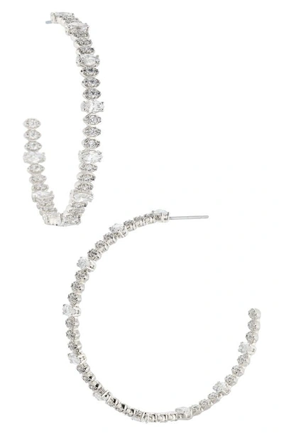 Nadri Large Marquise Cubic Zirconia Hoop Earrings In Silver