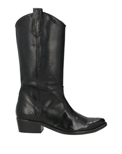 1725.a Woman Knee Boots Black Size 9 Soft Leather