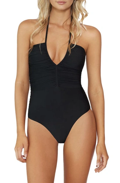 Pq Swim Josie Halter One-piece Swimsuit In Midnight