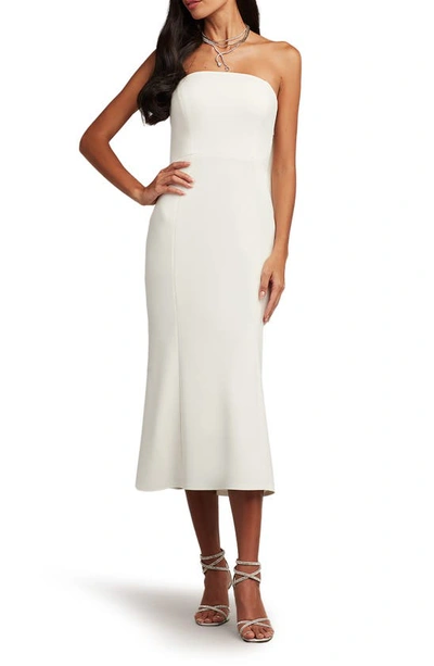 Tadashi Shoji Back Bow Strapless Midi Dress In Ivory