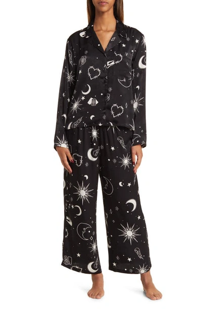 Bp. Satin Pajama Set In Black Mystical World