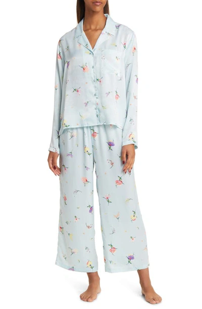 Bp. Satin Pyjama Set In Blue Starlight Micro Bouquet