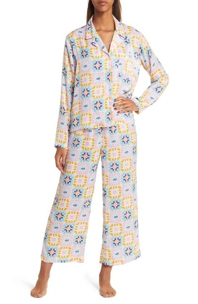 Bp. Satin Pajama Set In Ivory Egret Crochet Square
