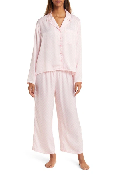 Bp. Satin Pyjama Set In Pink Posy Billy Check