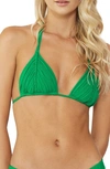 Pq Swim Pleated Triangle Bikini Top In Ireland Green