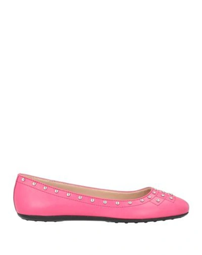 Tod's Woman Ballet Flats Magenta Size 7 Soft Leather