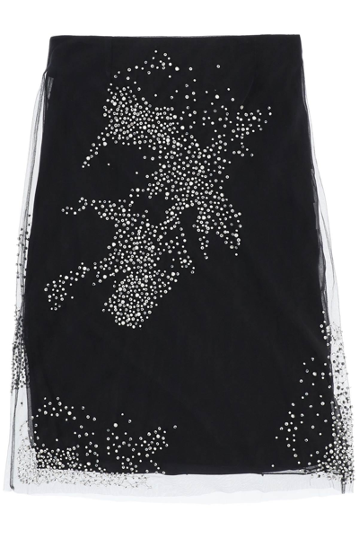 Des_phemmes Des Phemmes Diamanté Tulle Skirt In Black