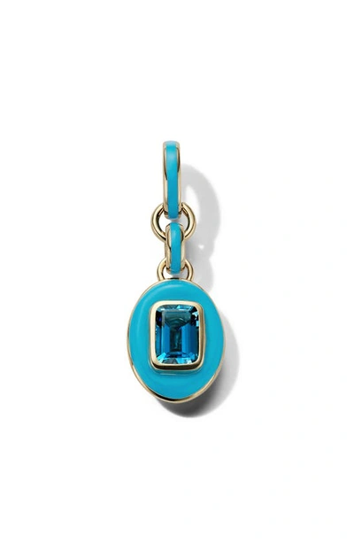 Cast The Stone Charm In Sterling Silver/ Blue Topaz