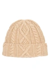 Faherty Chunky Cable Beanie In Oatmeal Hthr