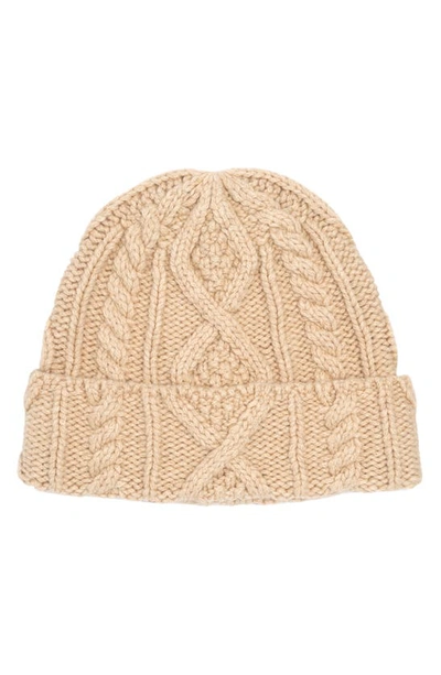 Faherty Chunky Cable Beanie In Oatmeal Hthr