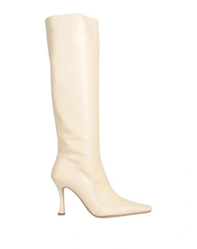 Staud Woman Knee Boots Cream Size 11 Lambskin In White