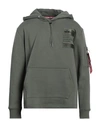 Alpha Industries Man Sweatshirt Military Green Size S Cotton, Polyester