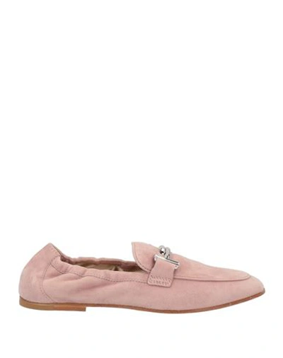 Tod's Woman Loafers White Size 5 Soft Leather In Pink