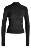 Noisy May Nancy Rib Stitch Mock Neck Sweater In Black