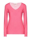 Lamberto Losani Woman Sweater Fuchsia Size 8 Cashmere, Silk In Pink