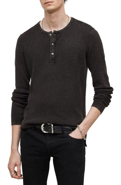 John Varvatos Danville Long Sleeve Slub Jersey Henley In Black